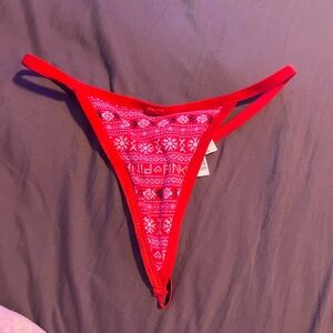 Pink christmas style thong